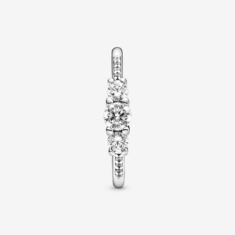 Pandora Clear Three-Stone Herz Silber | XNFRLKM-73