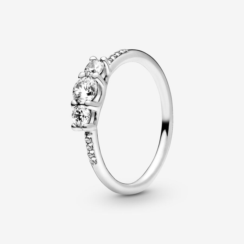 Pandora Clear Three-Stone Herz Silber | XNFRLKM-73