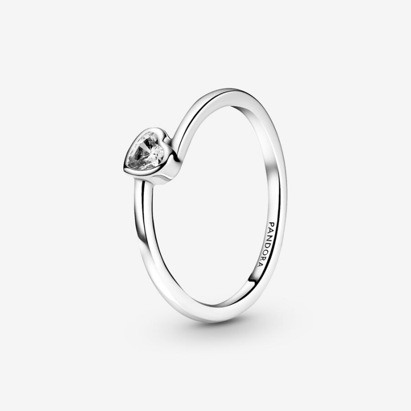 Pandora Clear Tilted Solitaire Herz Silber | EKU-071524