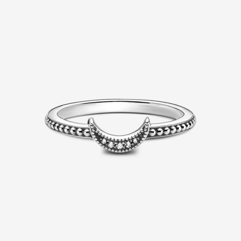 Pandora Crescent Moon Beaded Aussage Silber | MAT-410735