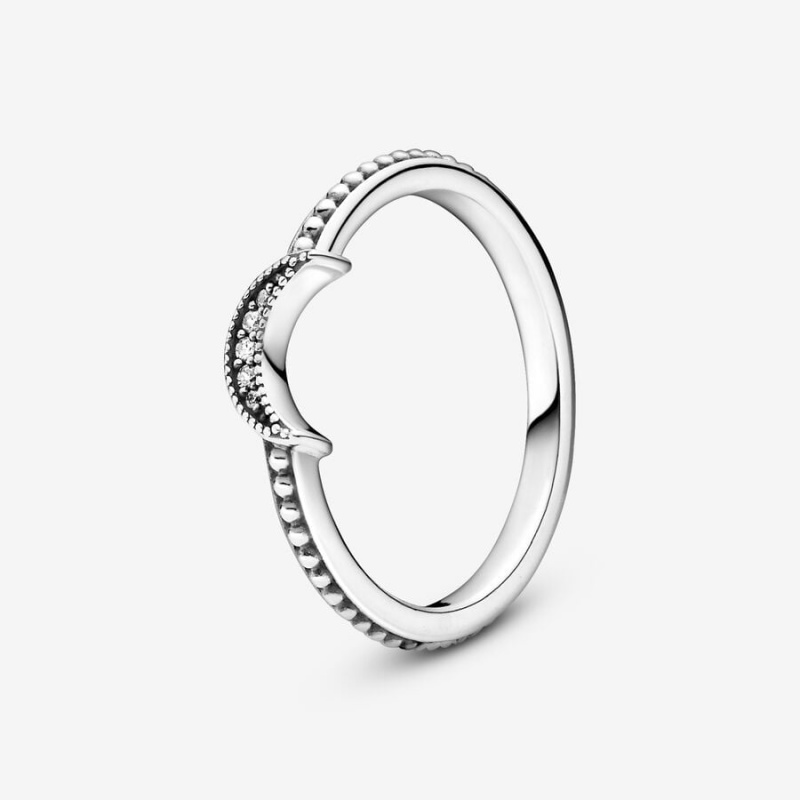 Pandora Crescent Moon Beaded Aussage Silber | MAT-410735