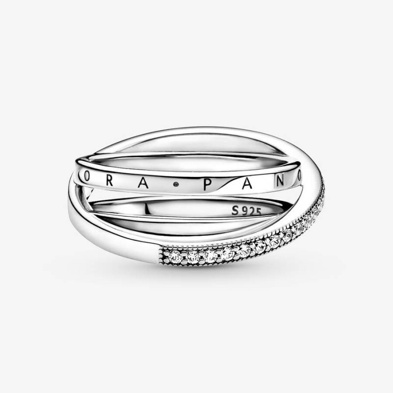 Pandora Crossover Pavé Triple Band Silber | JSQWFPM-76