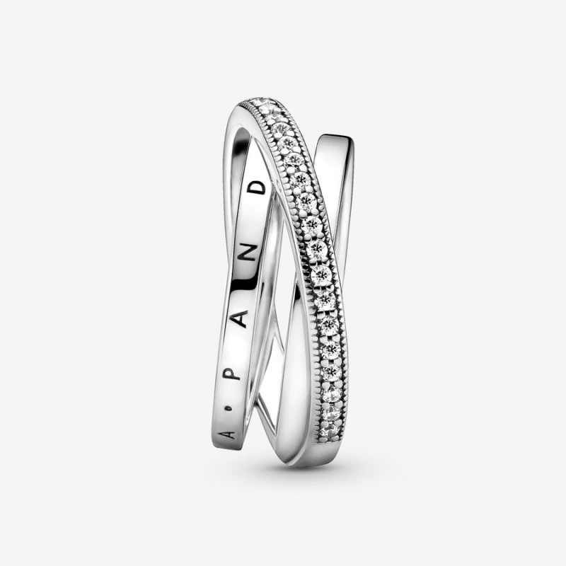 Pandora Crossover Pavé Triple Band Silber | JSQWFPM-76