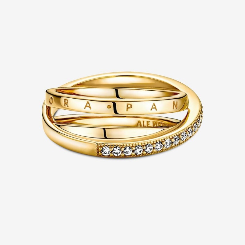 Pandora Crossover Pavé Triple Kleiner Finger Gold | LNW-408631