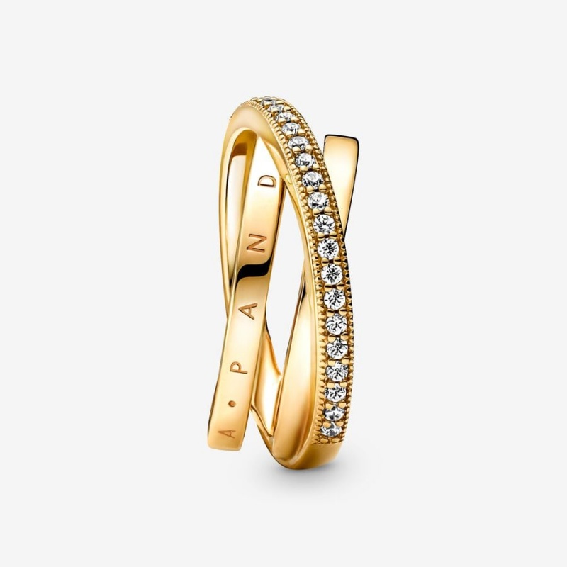 Pandora Crossover Pavé Triple Kleiner Finger Gold | LNW-408631