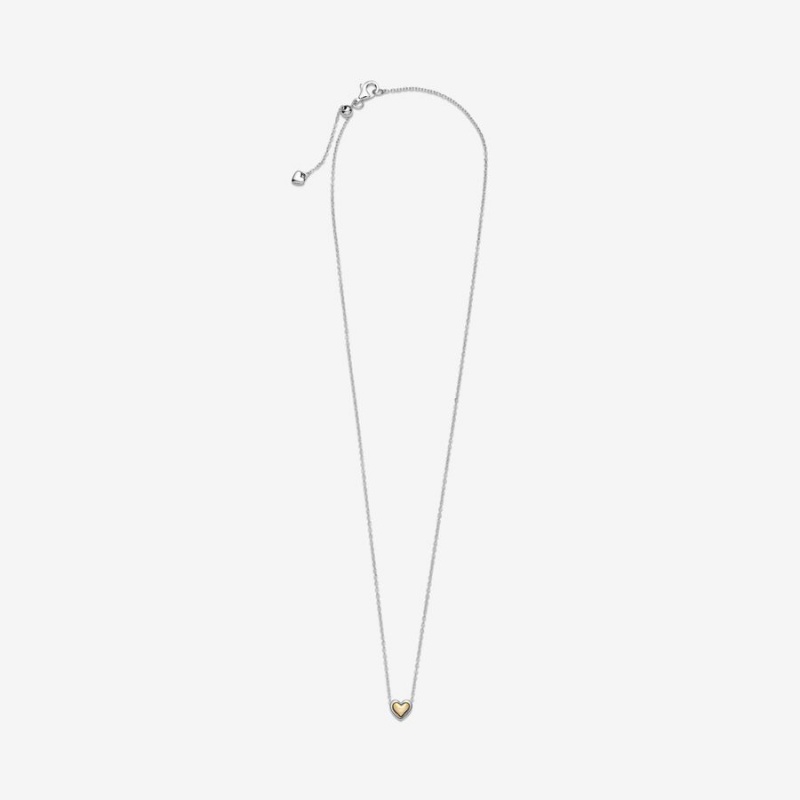 Pandora Domed Golden Heart Collier Kette mit Anhänger Two-tone | YFRGLOZ-08