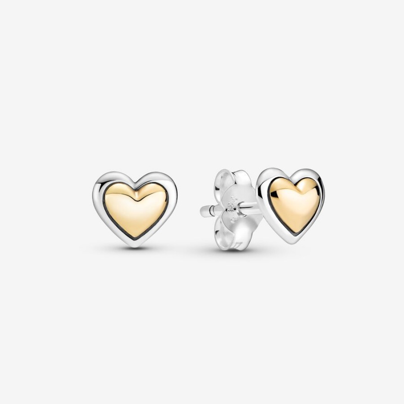 Pandora Domed Golden Hearts Ohrstecker Two-tone | CVOTLAB-75