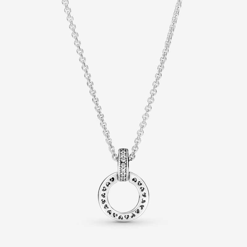 Pandora Double Circle Kette mit Anhänger Silber | OHIEUCW-61