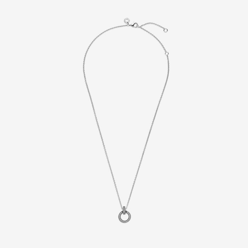 Pandora Double Circle Kette mit Anhänger Silber | OHIEUCW-61