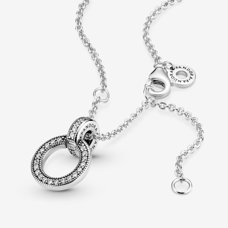 Pandora Double Circle Kette mit Anhänger Silber | OHIEUCW-61