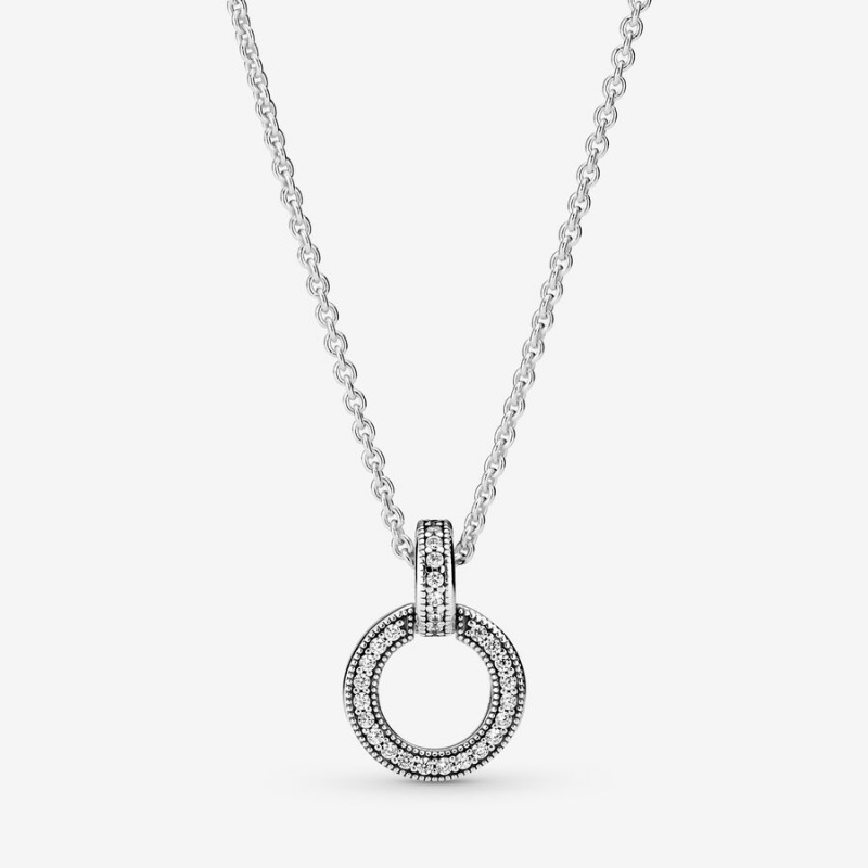 Pandora Double Circle Kette mit Anhänger Silber | OHIEUCW-61