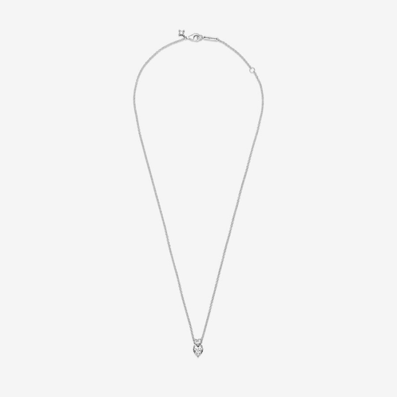 Pandora Double Heart Sparkling Collier Kette mit Anhänger Silber | QILFRUK-16