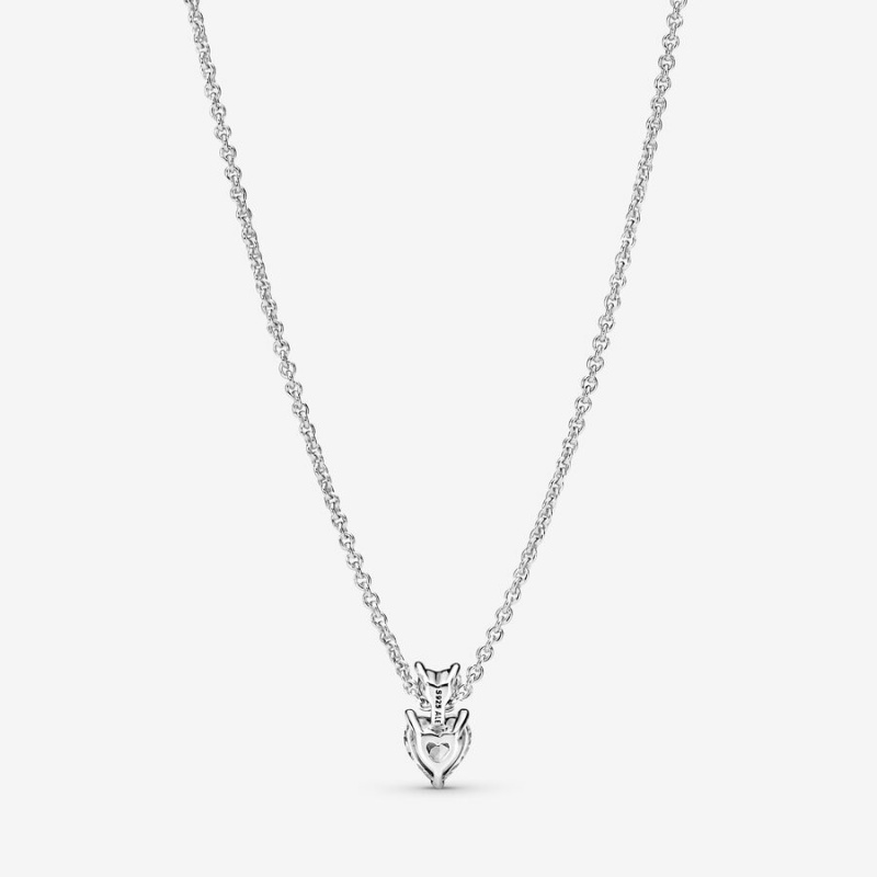 Pandora Double Heart Sparkling Collier Kette mit Anhänger Silber | QILFRUK-16