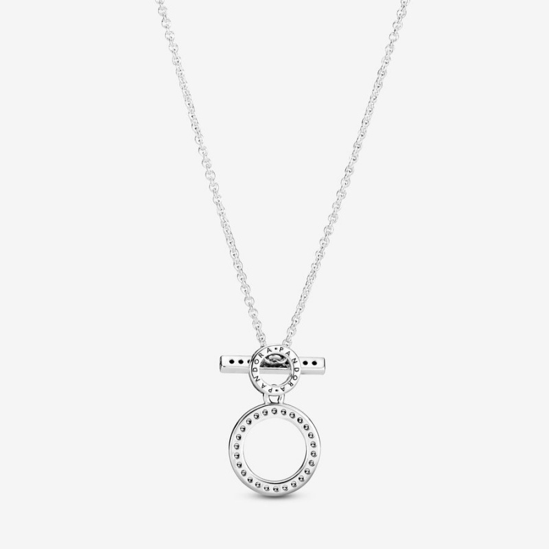 Pandora Double Hoop T-bar Kette mit Anhänger Silber | NAGPTOB-67