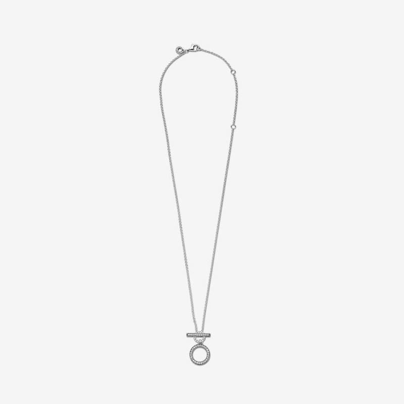 Pandora Double Hoop T-bar Kette mit Anhänger Silber | NAGPTOB-67