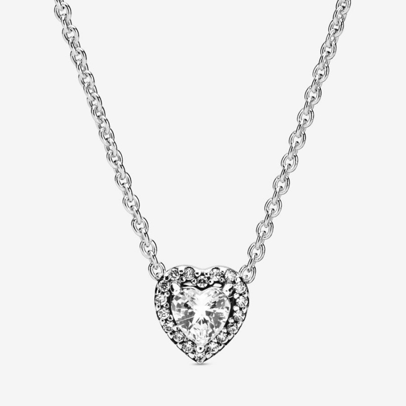 Pandora Elevated Heart Kette mit Anhänger Silber | SLWUXIB-10