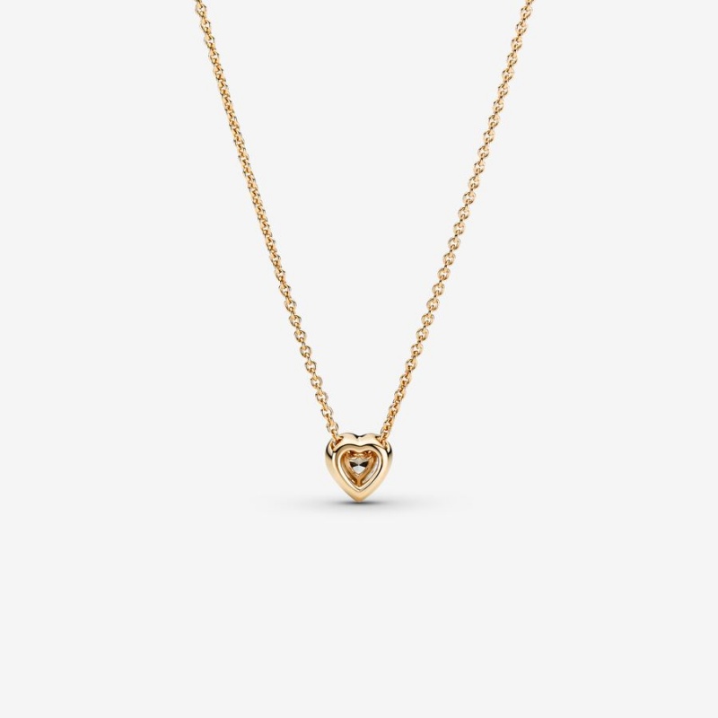 Pandora Elevated Heart Kette mit Anhänger Gold | TKQCOLI-59