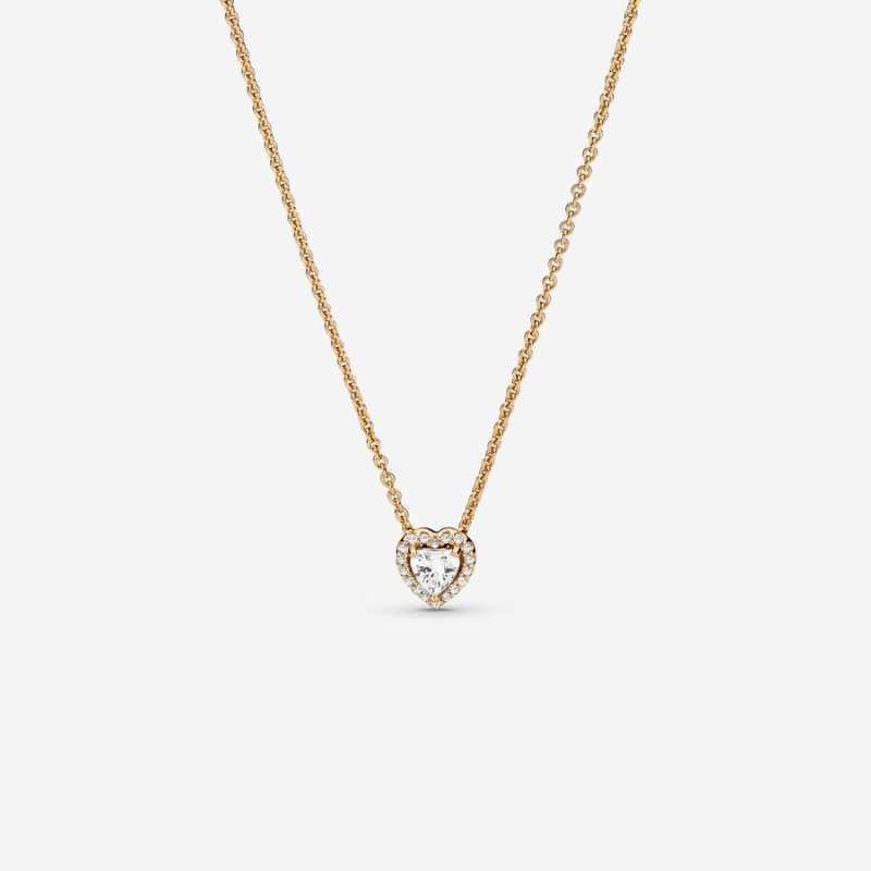 Pandora Elevated Heart Kette mit Anhänger Gold | TKQCOLI-59