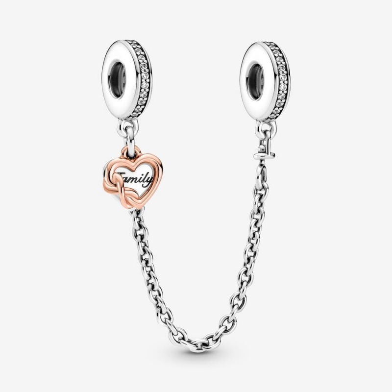 Pandora Family Heart Sicherheits Safety Chains Two-tone | HMGJVUP-04