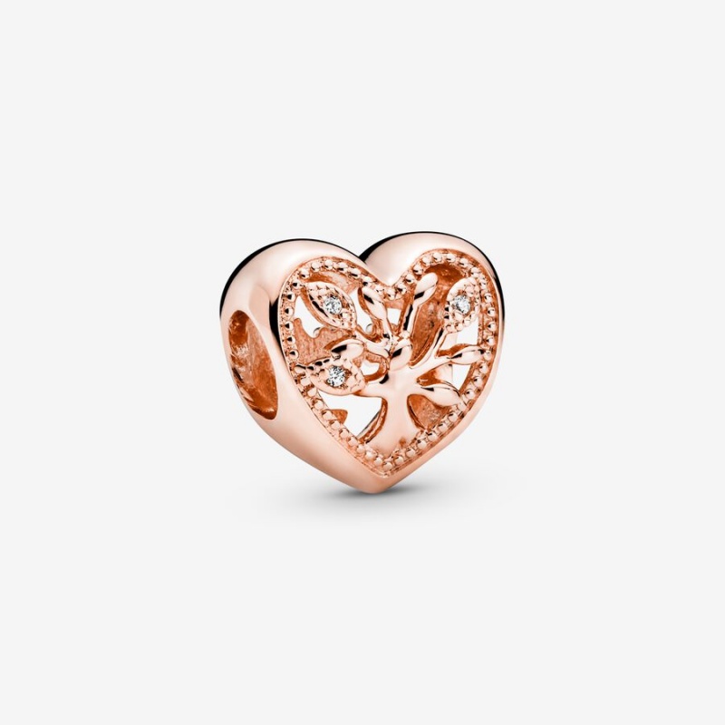 Pandora Family Tree Heart Gift Set Charm Holders Rosa Gold | KITUGER-19