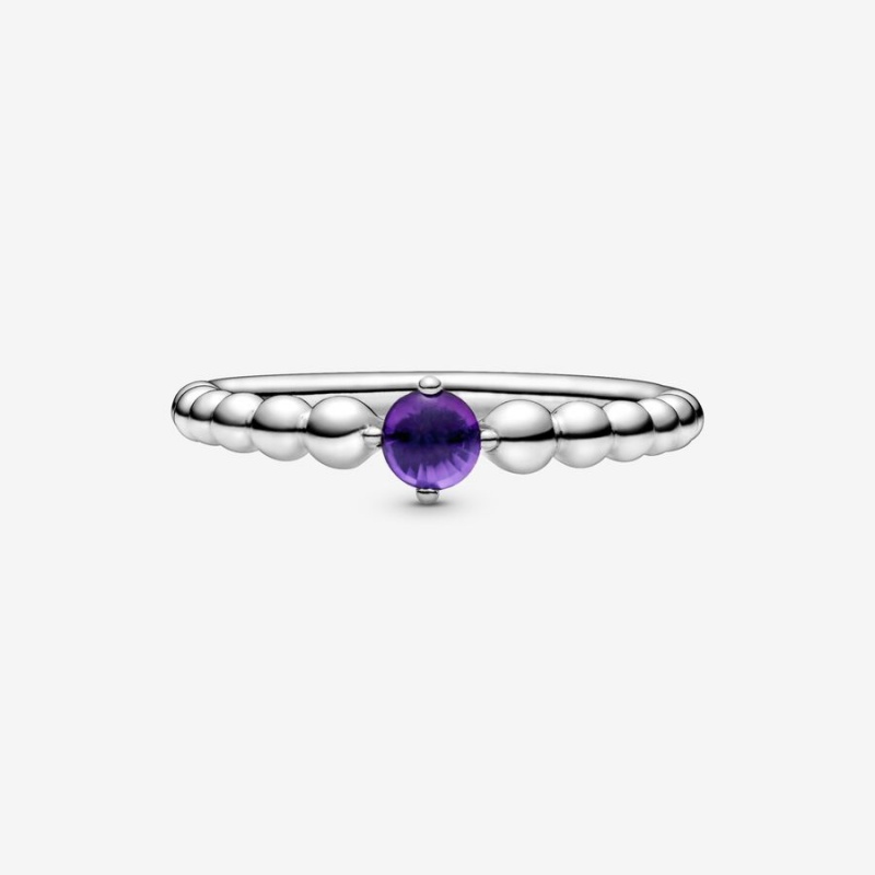 Pandora February Purple Beaded Geburtsstein Silber | UKVQJWB-72