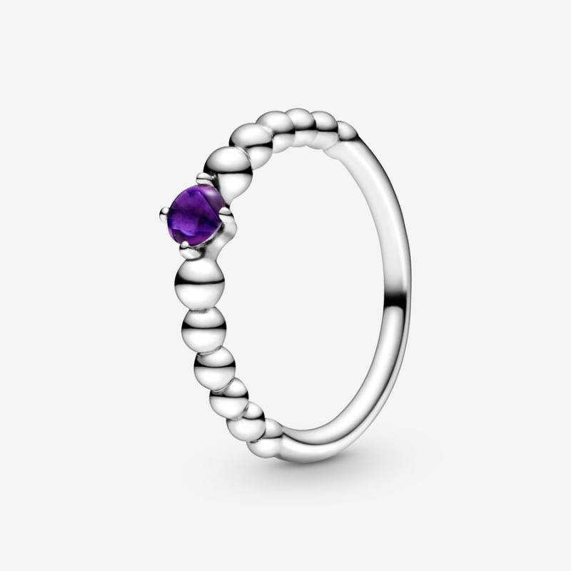 Pandora February Purple Beaded Geburtsstein Silber | UKVQJWB-72