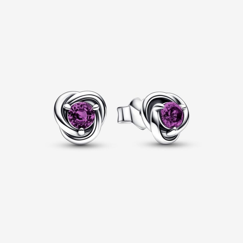 Pandora February Purple Eternity Circles Ohrstecker Silber | SDANRHC-76