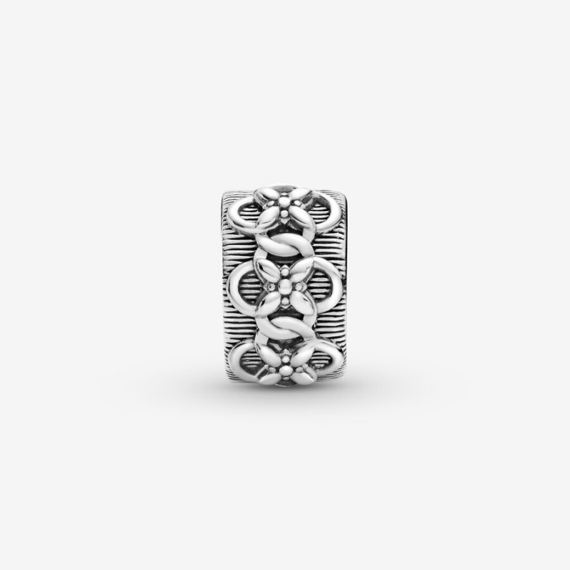 Pandora Flower Pattern Clip Klammern Silber | YICOTNW-84