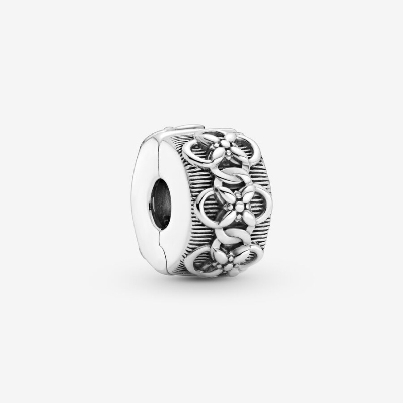 Pandora Flower Pattern Clip Klammern Silber | YICOTNW-84