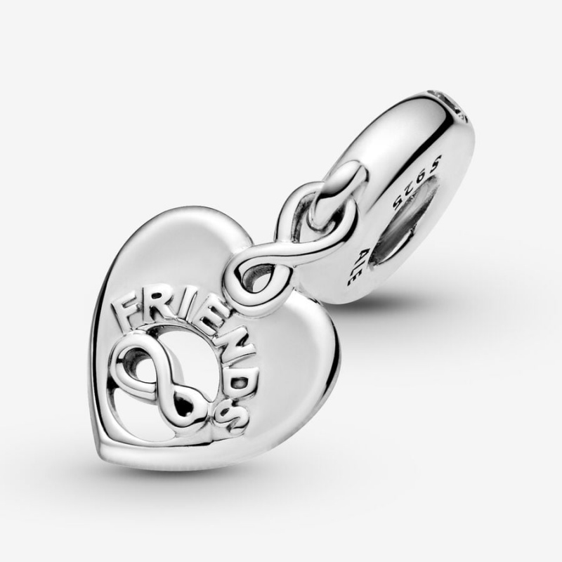 Pandora Friends Forever Heart Dangle Charm mit Anhänger Silber | UPRHLJA-42