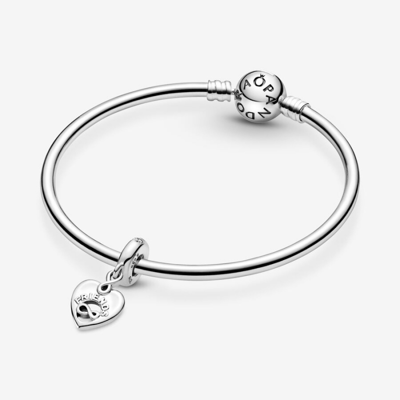 Pandora Friends Forever Heart Dangle Charm mit Anhänger Silber | UPRHLJA-42