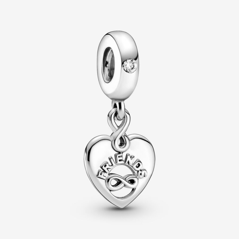 Pandora Friends Forever Heart Dangle Charm mit Anhänger Silber | UPRHLJA-42