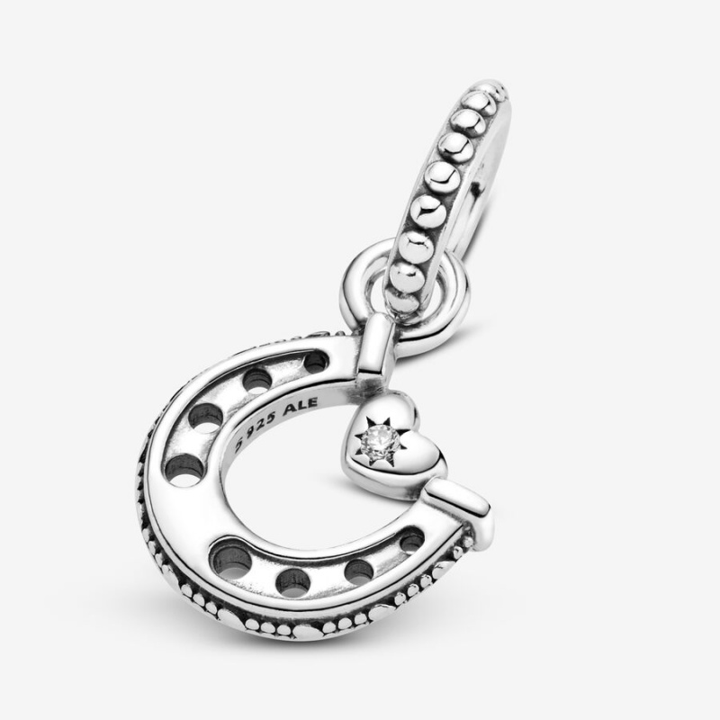 Pandora Good Luck Horseshoe Dangle Charm mit Anhänger Silber | ERMTVFJ-86