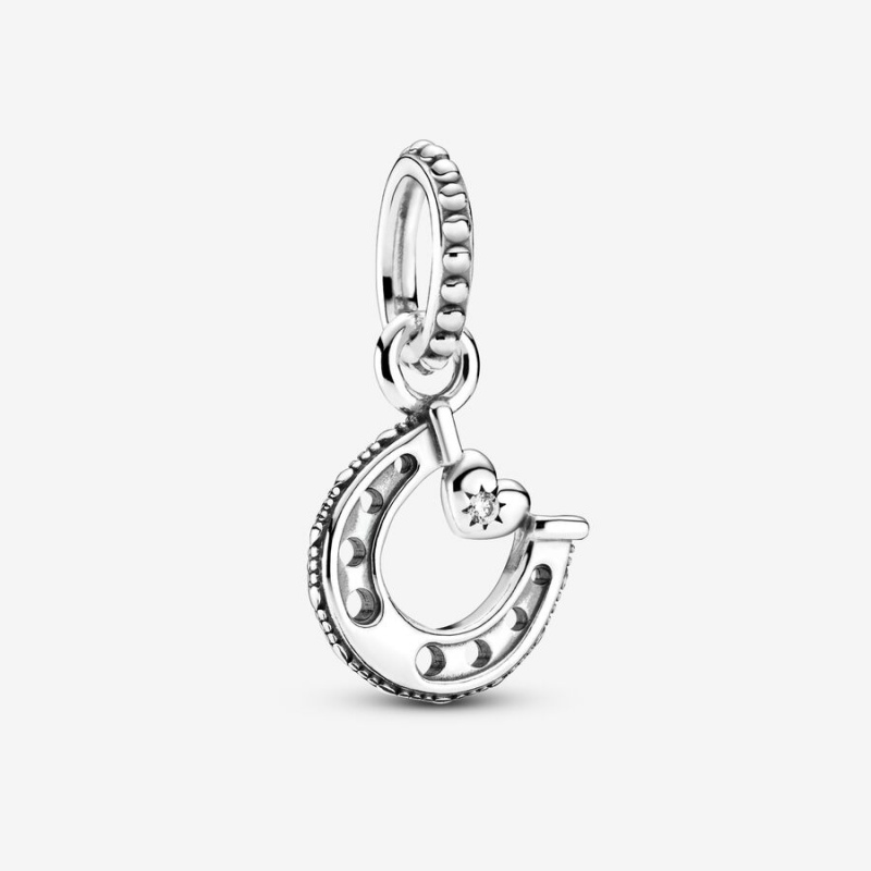 Pandora Good Luck Horseshoe Dangle Charm mit Anhänger Silber | ERMTVFJ-86