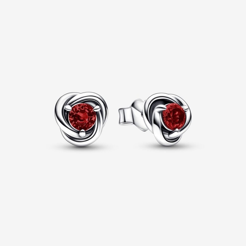 Pandora January Red Eternity Circles Ohrstecker Silber | EFIDWRA-73