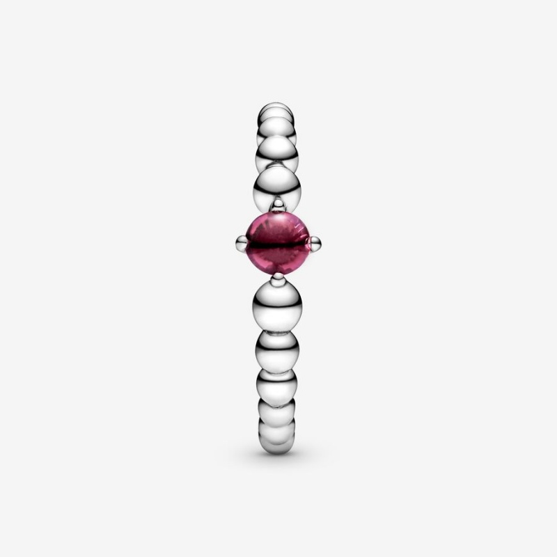 Pandora July Blazing Red Beaded Geburtsstein Silber | WKMOQDT-73