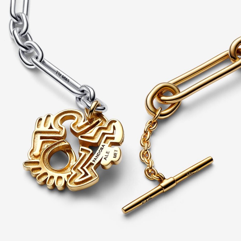 Pandora Keith Haring x Two-tone Twisted Figure T Bar Kette mit Anhänger Two-tone | HOZUVLS-06