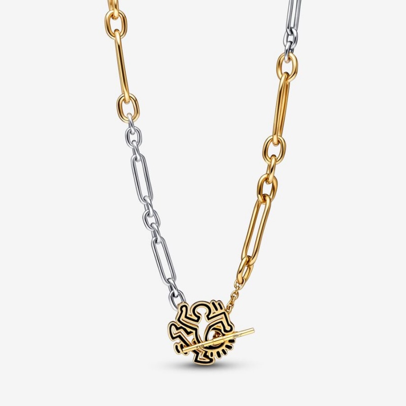 Pandora Keith Haring x Two-tone Twisted Figure T Bar Kette mit Anhänger Two-tone | HOZUVLS-06