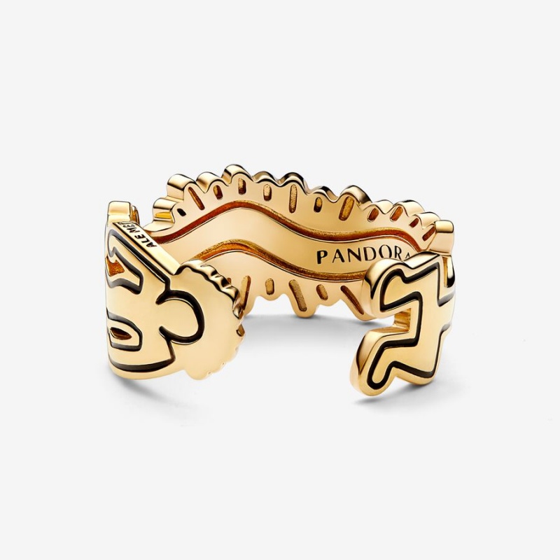 Pandora Keith Haring™ x Wavy Figure Open Band Gold | YQILTGH-70