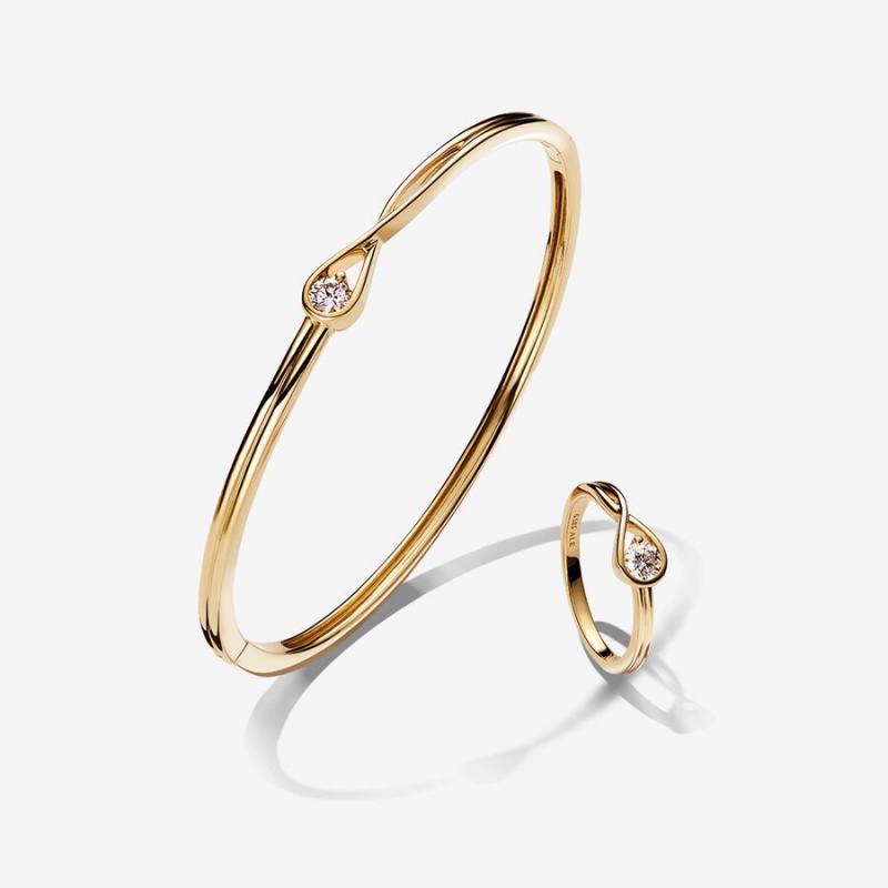 Pandora Lab-created Diamond Styled Sets Gold | LYBJGXR-98