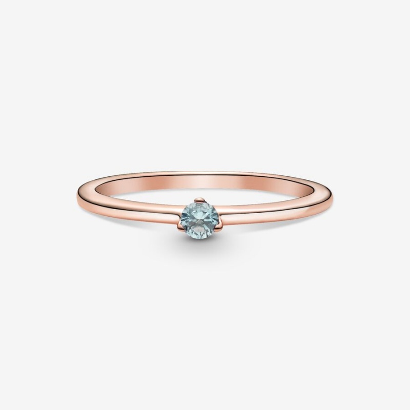 Pandora Light Blue Solitaire Solitär Rosa Gold | XNVTWBQ-20