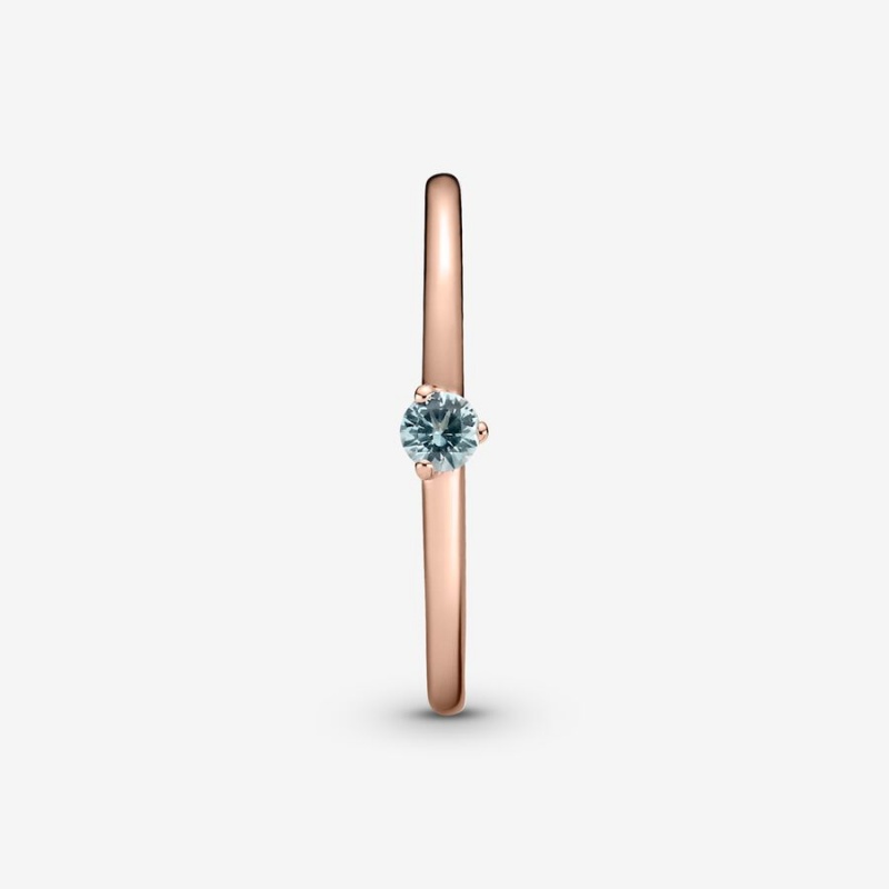 Pandora Light Blue Solitaire Solitär Rosa Gold | XNVTWBQ-20