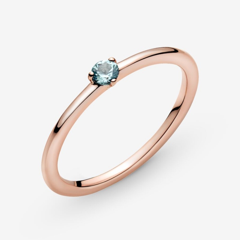 Pandora Light Blue Solitaire Solitär Rosa Gold | XNVTWBQ-20