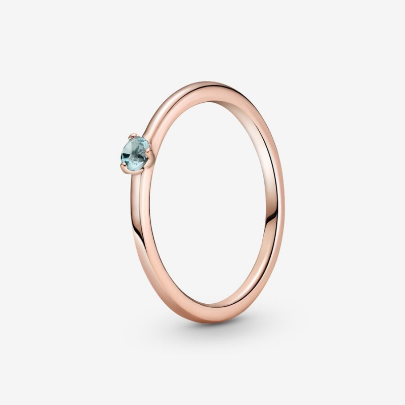 Pandora Light Blue Solitaire Solitär Rosa Gold | XNVTWBQ-20