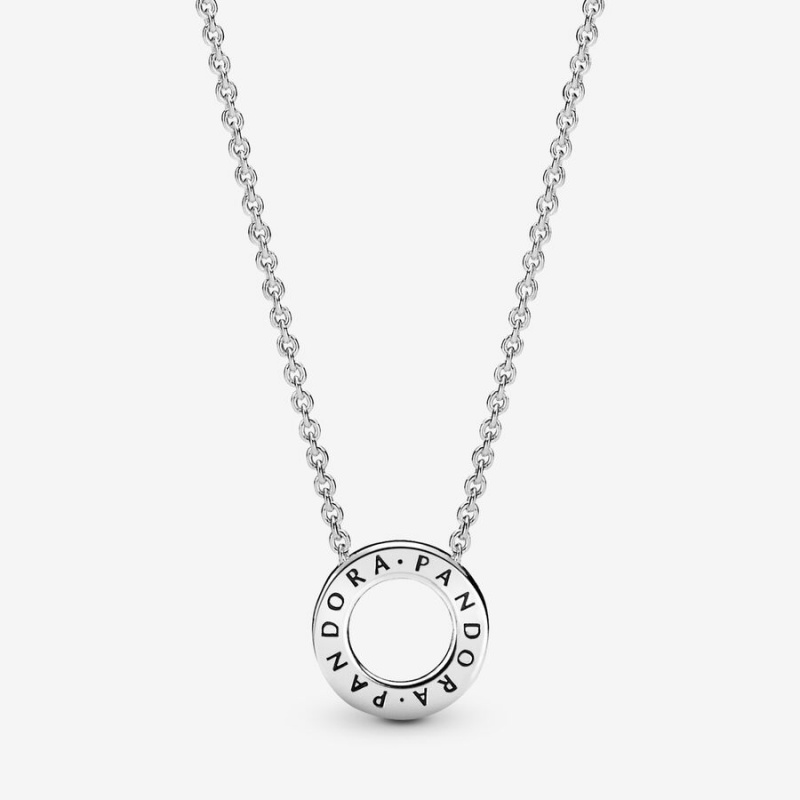 Pandora Logo Pavé Circle Collier Halsketten Silber | RYVLAMS-79