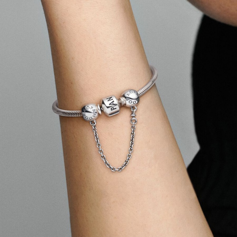 Pandora Logo Sicherheits Safety Chains Silber | DYCFLSQ-36