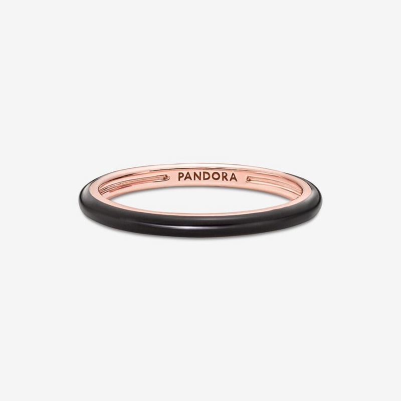 Pandora ME Black Enamel Stapelbar Rosa Gold | TZI-854319