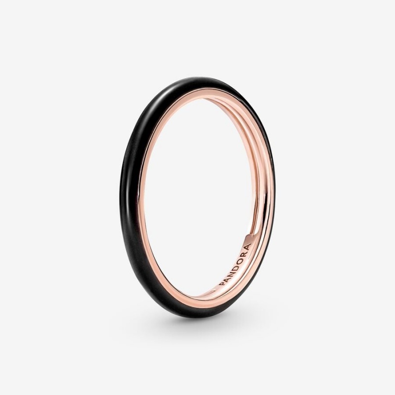 Pandora ME Black Enamel Stapelbar Rosa Gold | TZI-854319