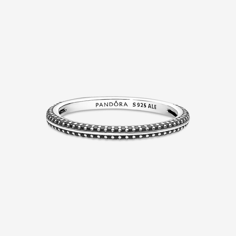 Pandora ME Black Pavé Stapelbar Silber | RTX-437218