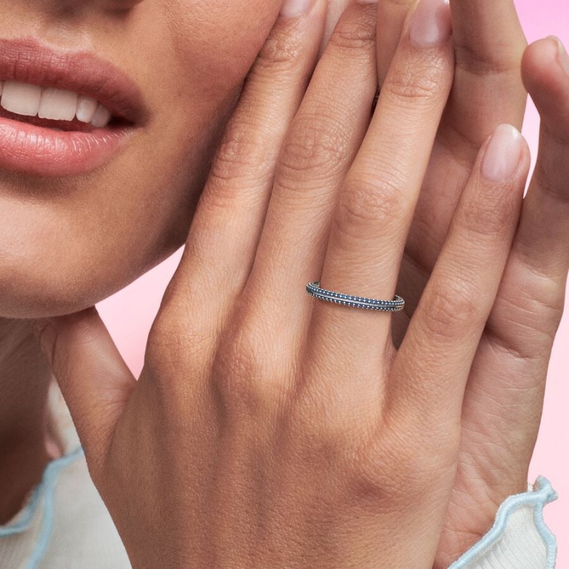 Pandora ME Blue Pavé Band Silber | DKBAXGR-41